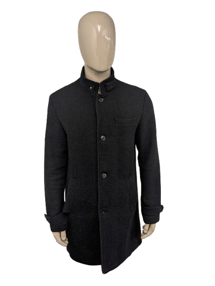 Jack & Jones Premium wollen jas – grijs/zwart geruit – maat XL