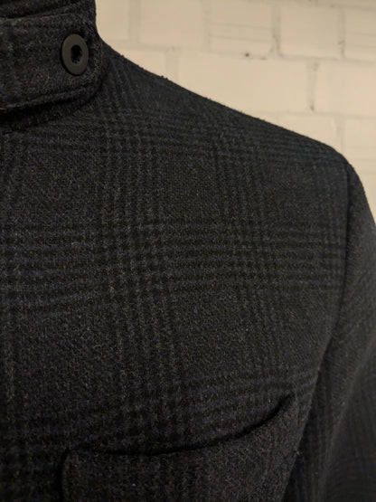 Jacke von Jack&Jones aus Premium-Wolle (recycelt). Grau Schwarz kariert. Größe XL.