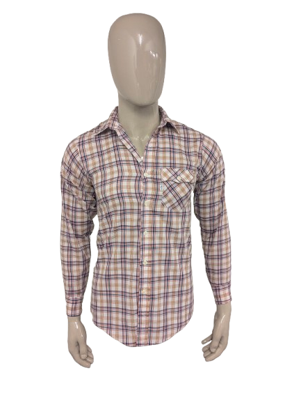 Vintage Levi's 70er-Hemd – beige/rot/blau kariert – Größe M