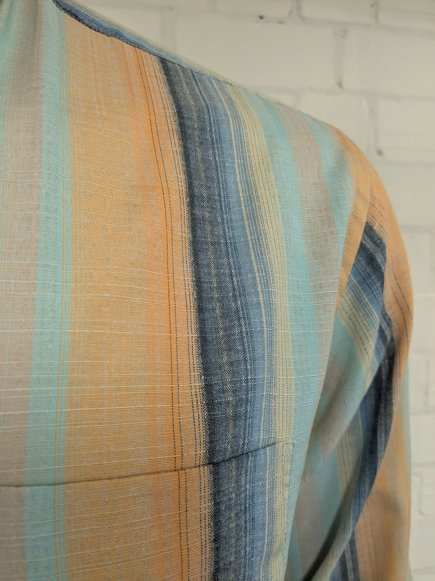 Vintage N.C.S. Hemd – orange/blau/gelb gestreift – Größe L