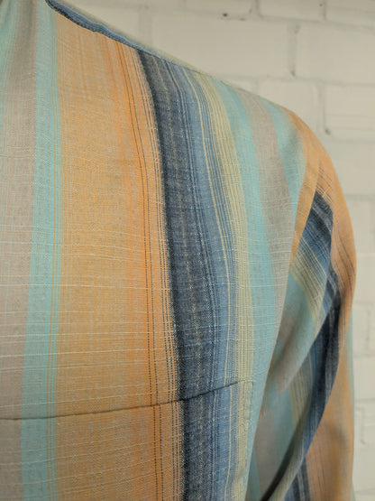 Vintage N.C.S. Hemd – orange/blau/gelb gestreift – Größe L