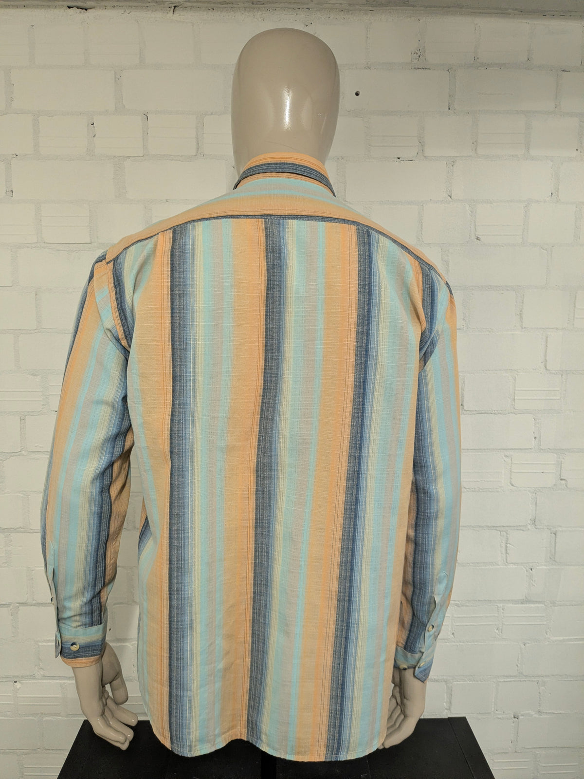 Vintage N.C.S. Hemd – orange/blau/gelb gestreift – Größe L