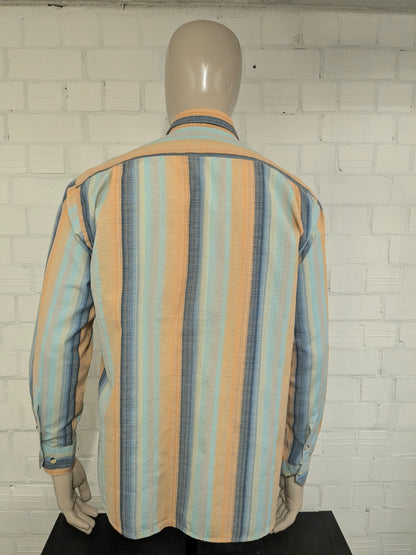 Vintage N.C.S. Hemd – orange/blau/gelb gestreift – Größe L