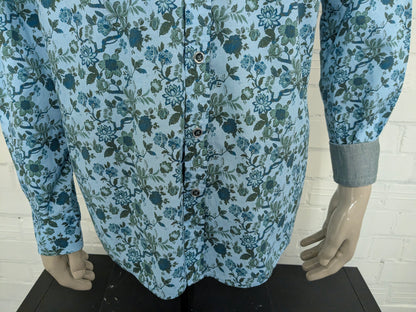State of Art overhemd. Blauw Groen Bloemen print. Maat L. regular fit.