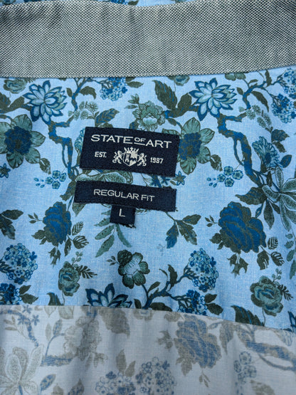 State of Art overhemd. Blauw Groen Bloemen print. Maat L. regular fit.