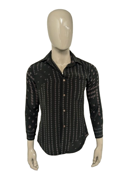 Vintage Sun Sun-Shirt. Schwarz-Rot-Grün-Rosa-Druck. Größe M.