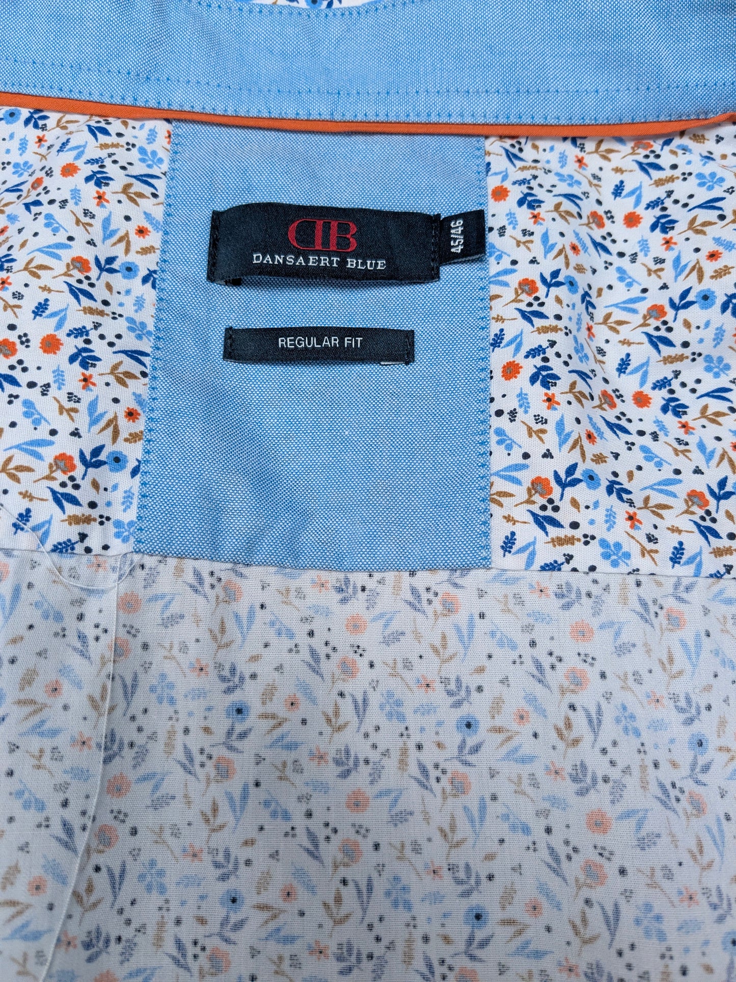 Dansaert Blue overhemd. Oranje Blauw Bruine Bloemen print. Maat 2XL / XXL. regular fit.