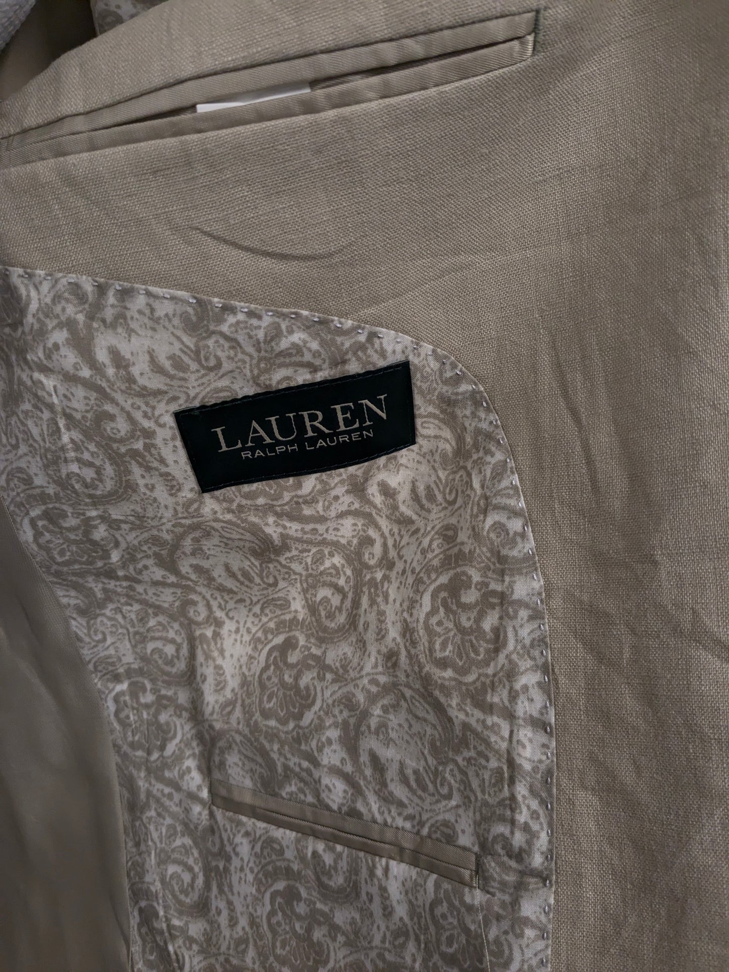 Lauren Ralph Lauren Linnen colbert. Beige gekleurd. Maat 50 / M.