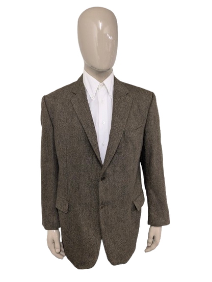 Ferkinghoff Wollen colbert. Bruin gemêleerd. Maat 56 / XL.