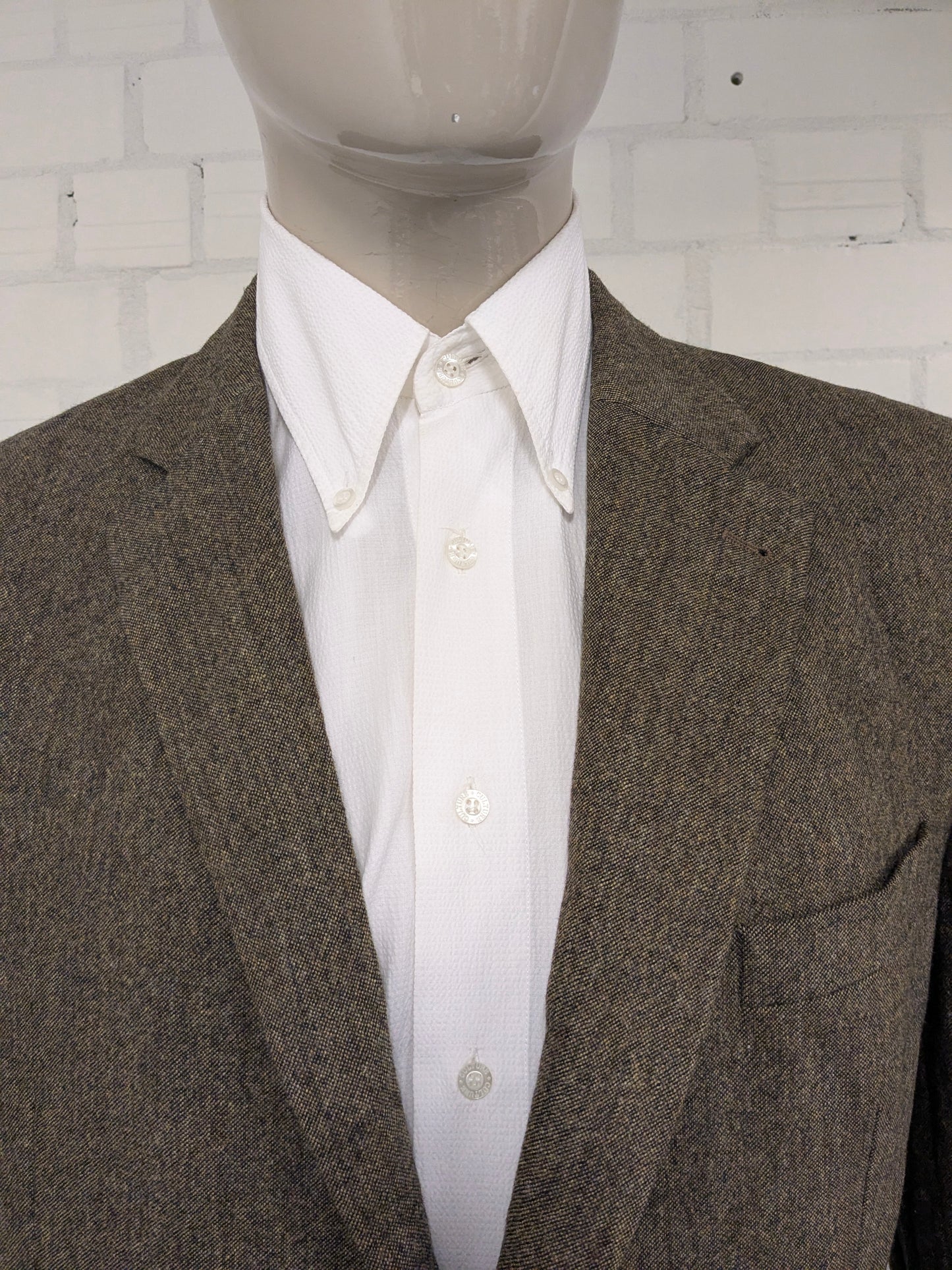 Ferkinghoff Wollen colbert. Bruin gemêleerd. Maat 56 / XL.