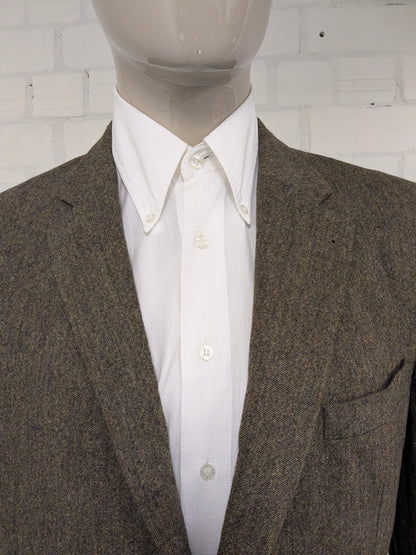 Ferkinghoff Wollen colbert. Bruin gemêleerd. Maat 56 / XL.