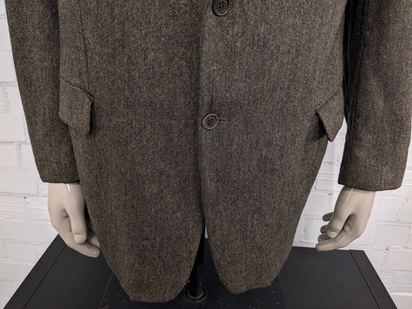 Ferkinghoff Wollen colbert. Bruin gemêleerd. Maat 56 / XL.