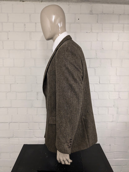 Ferkinghoff Wollen colbert. Bruin gemêleerd. Maat 56 / XL.