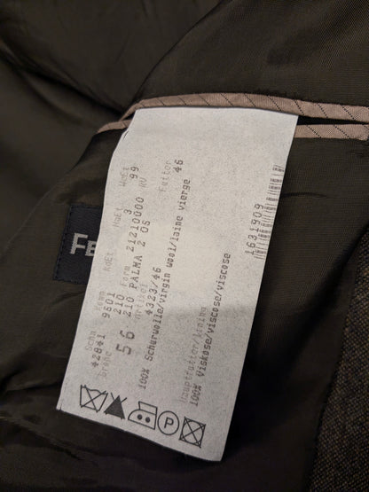 Ferkinghoff Wollen colbert. Bruin gemêleerd. Maat 56 / XL.