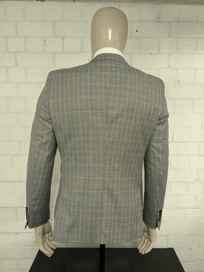 WE Fashion Wollen colbert. Grijs Zwart Beige geruit. Maat 48 /M. slim fit.