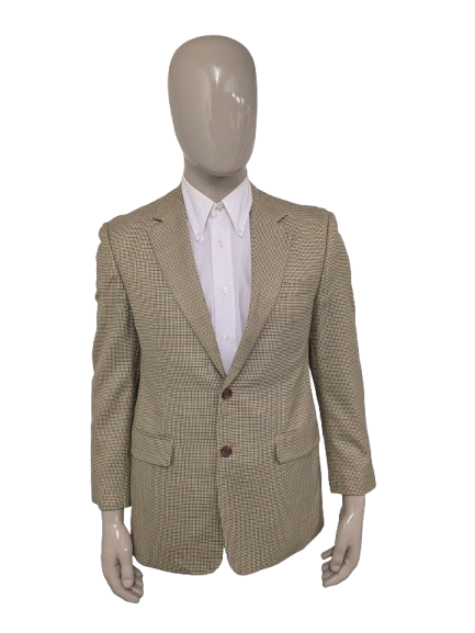 Lauren Ralph Lauren Linnen Wollen colbert. Beige Bruin Groen motief. Maat 48 / M.