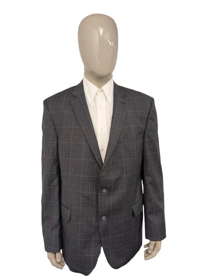 Digel Wollen colbert. Blauw Grijs Bruin geruit. Maat 58 / XL.