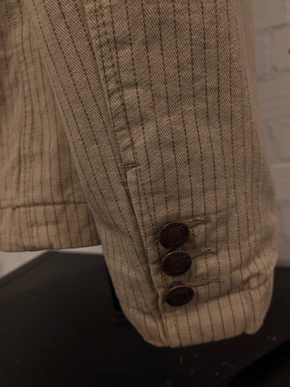 Vintage Angelo Litrico Casual colbert. Beige Grijs gestreept. Maat XL.