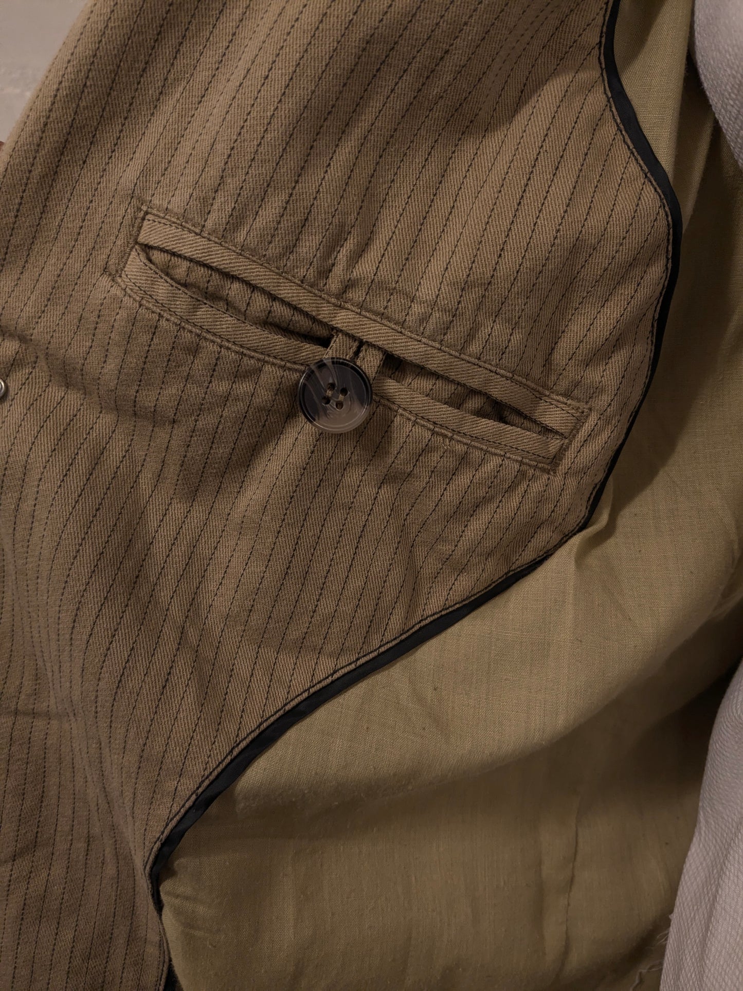 Vintage Angelo Litrico Casual colbert. Beige Grijs gestreept. Maat XL.