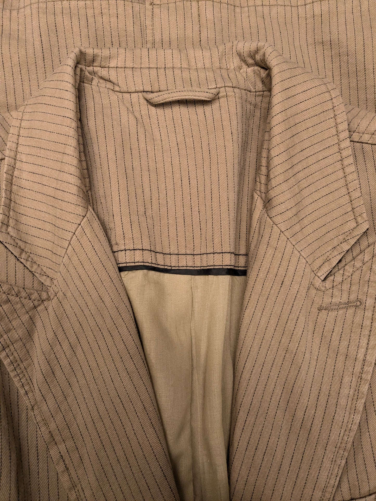Vintage Angelo Litrico Casual colbert. Beige Grijs gestreept. Maat XL.
