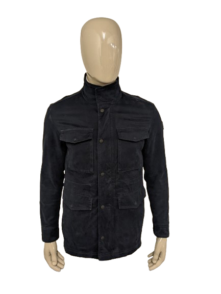 Boss Hugo Boss gevoerdde winter jas / field jacket. Donker Blauw gekleurd. Maat 46 / S.