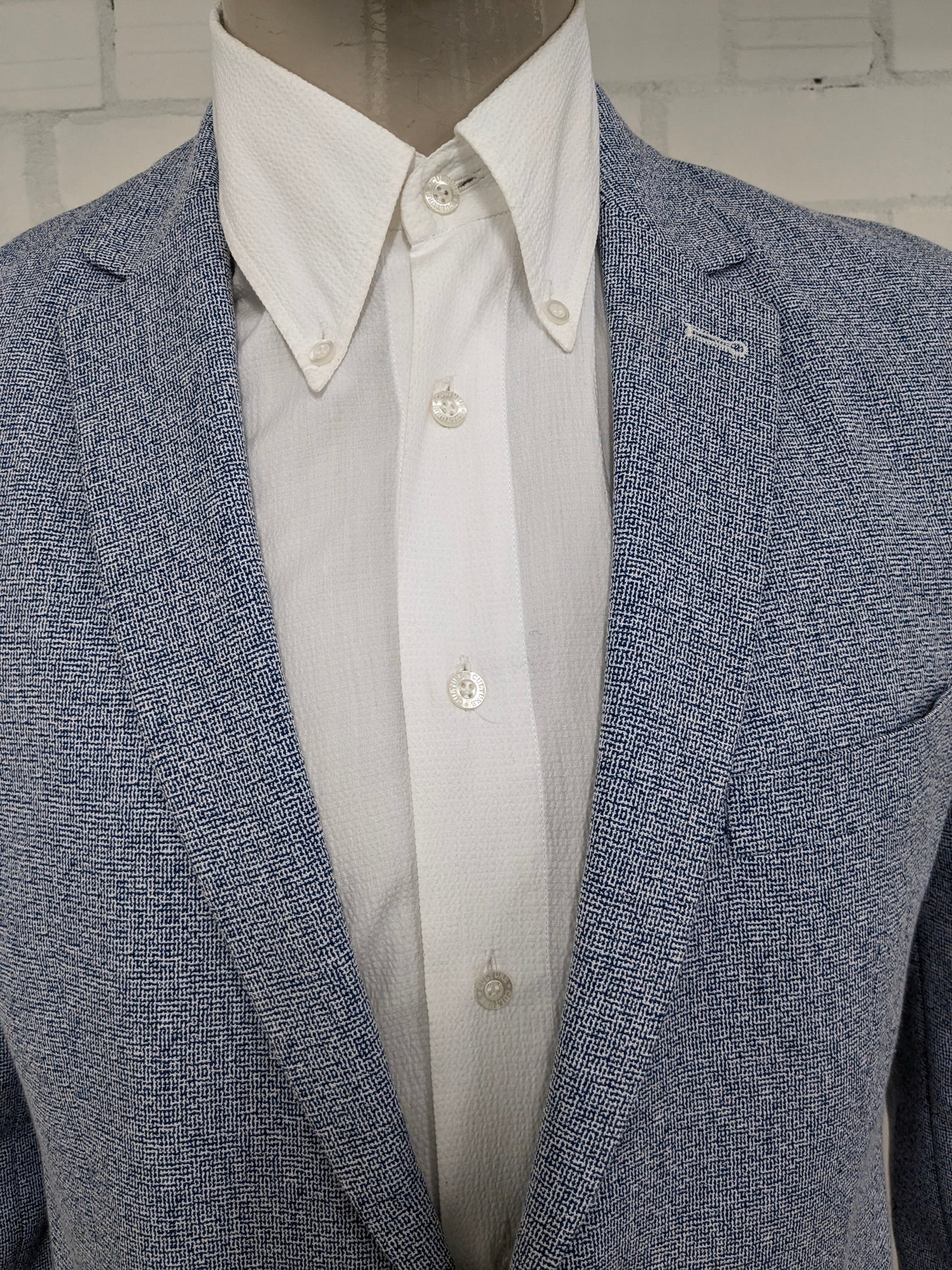 Gabbiano colbert. Blauw Wit gemêleerd. Maat 52 / L.