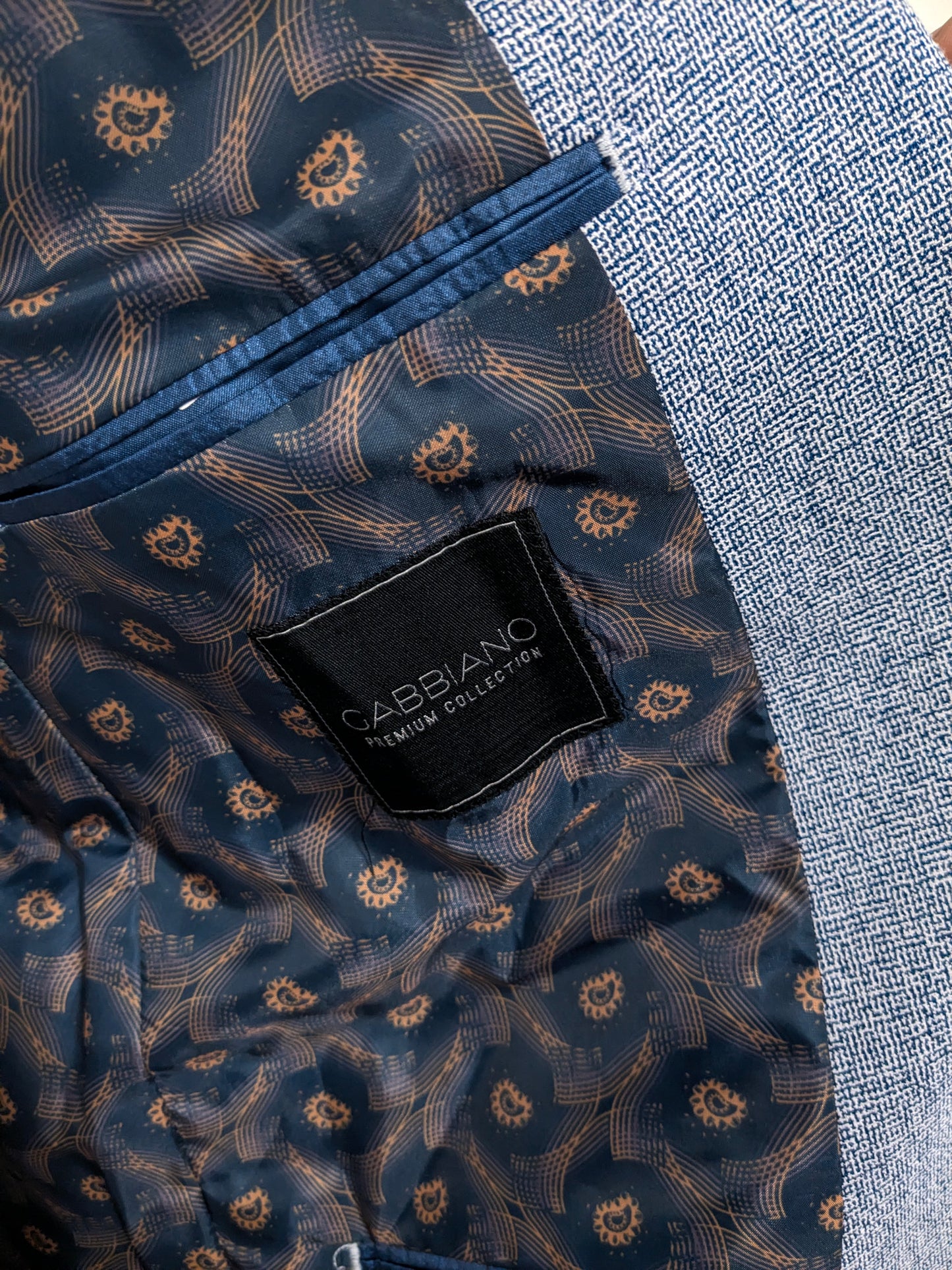 Gabbiano colbert. Blauw Wit gemêleerd. Maat 52 / L.