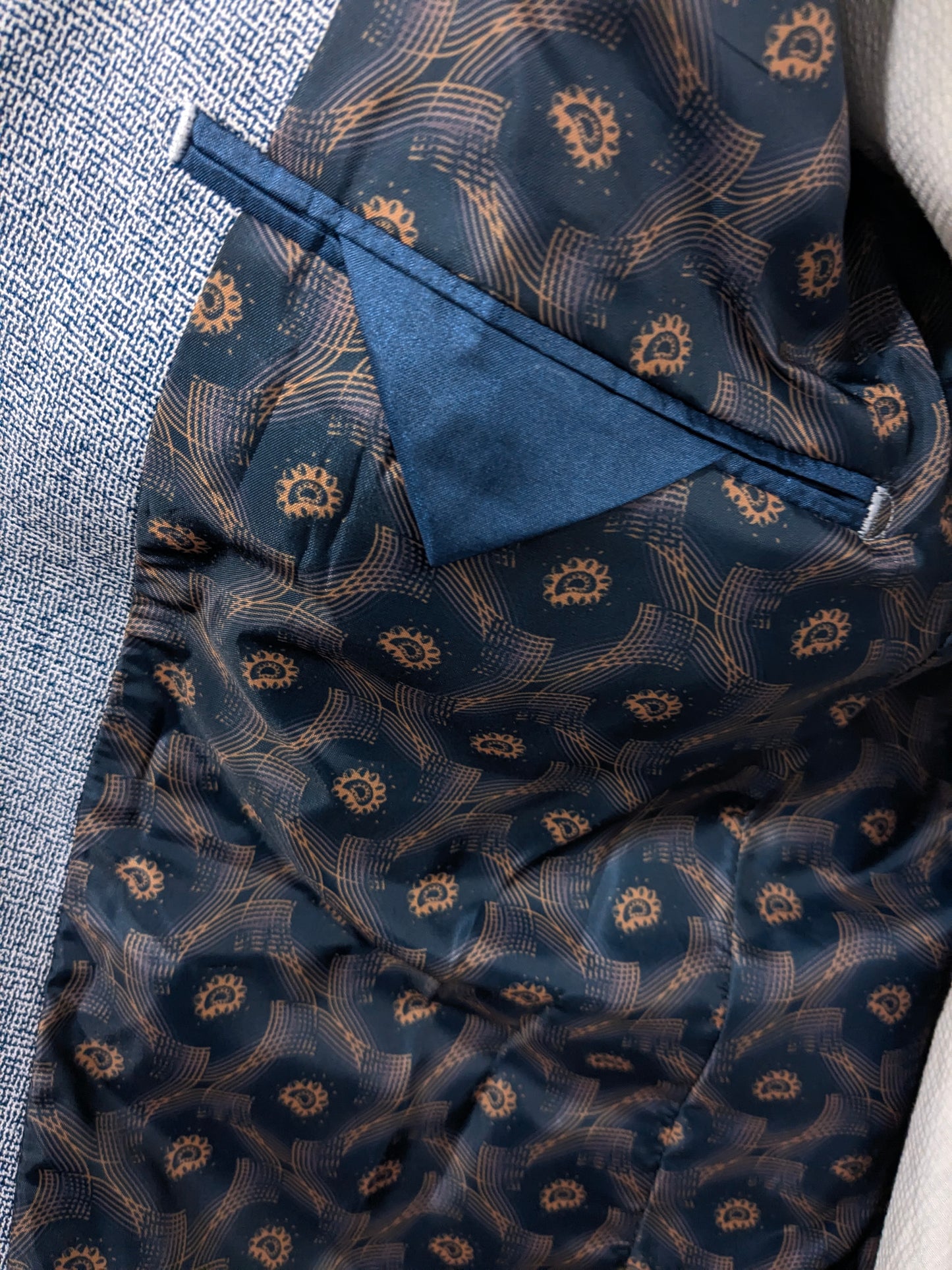 Gabbiano colbert. Blauw Wit gemêleerd. Maat 52 / L.