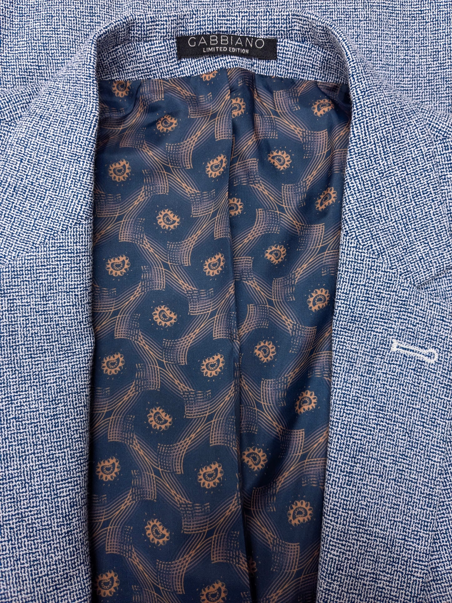 Gabbiano colbert. Blauw Wit gemêleerd. Maat 52 / L.