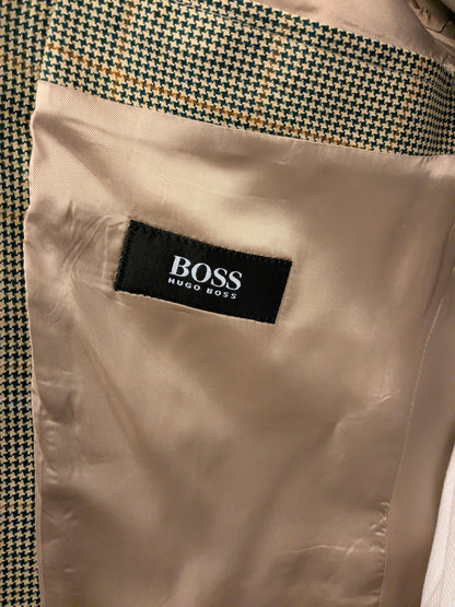 Vintage Hugo Boss colbert. Groen Bruin motief. Maat 106 (52 / L) Lang model.