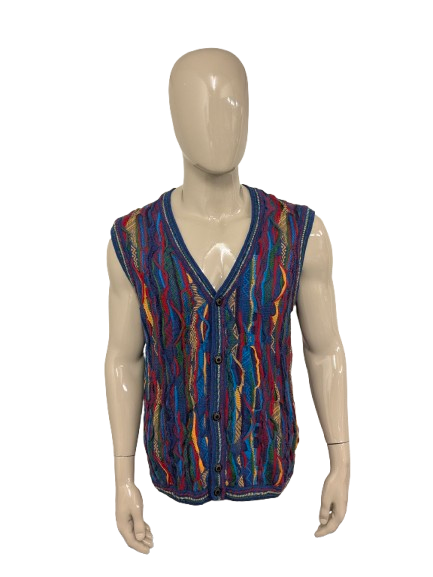 Purely Merino Wollen spencer. Gaaf Carlo Carlucci Look / gekleurd motief. Maat XL.