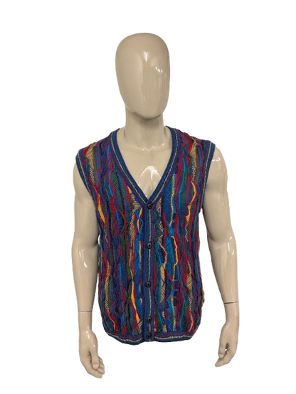 Purely Merino Wollen spencer. Gaaf Carlo Carlucci Look / gekleurd motief. Maat XL.