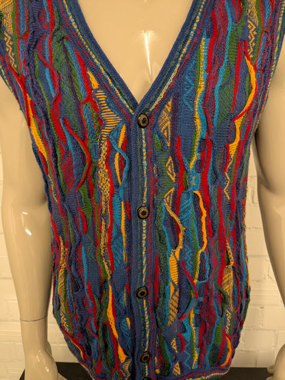 Purely Merino Wollen spencer. Gaaf Carlo Carlucci Look / gekleurd motief. Maat XL.