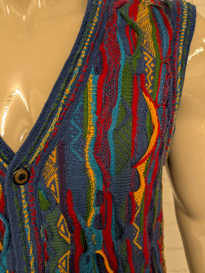 Purely Merino Wollen spencer. Gaaf Carlo Carlucci Look / gekleurd motief. Maat XL.