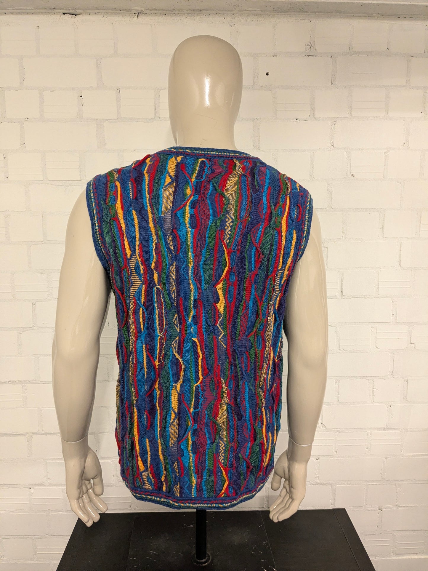 Purely Merino Wollen spencer. Gaaf Carlo Carlucci Look / gekleurd motief. Maat XL.