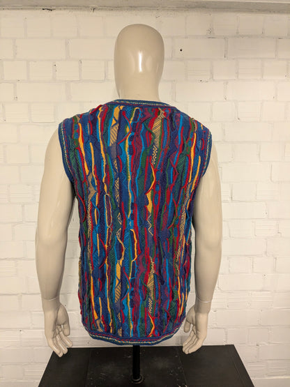 Purely Merino Wollen spencer. Gaaf Carlo Carlucci Look / gekleurd motief. Maat XL.