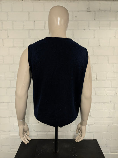 Gio Ferrari Lamswollen gilet. Blauw Grijs geruit. Maat L. 80% Lamswol.