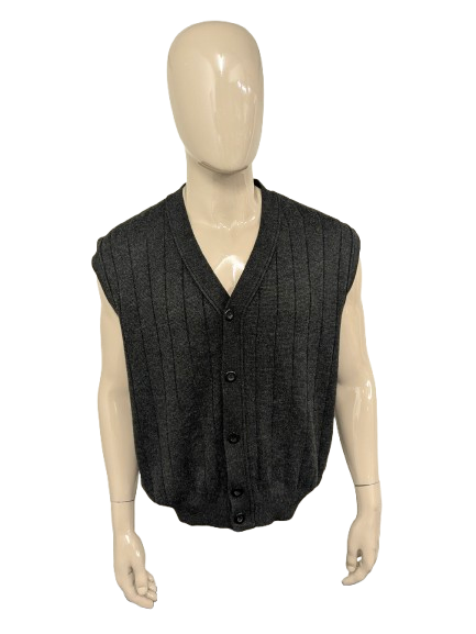 Vintage Barisal Wollen spencer / gilet. Donker Grijs gemêleerd. Maat XL. 50% Wol.