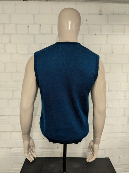 Vintage Cal Coup Woolen Spencer mit V-Ausschnitt. Blaugrau gefärbt. Größe M.