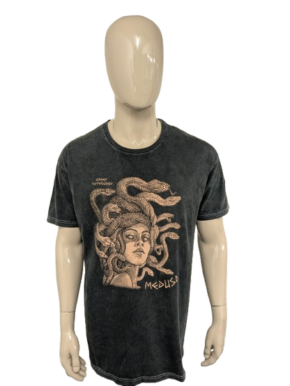Stonewashed Medusa shirt. Gray mixed with print. Size XL.