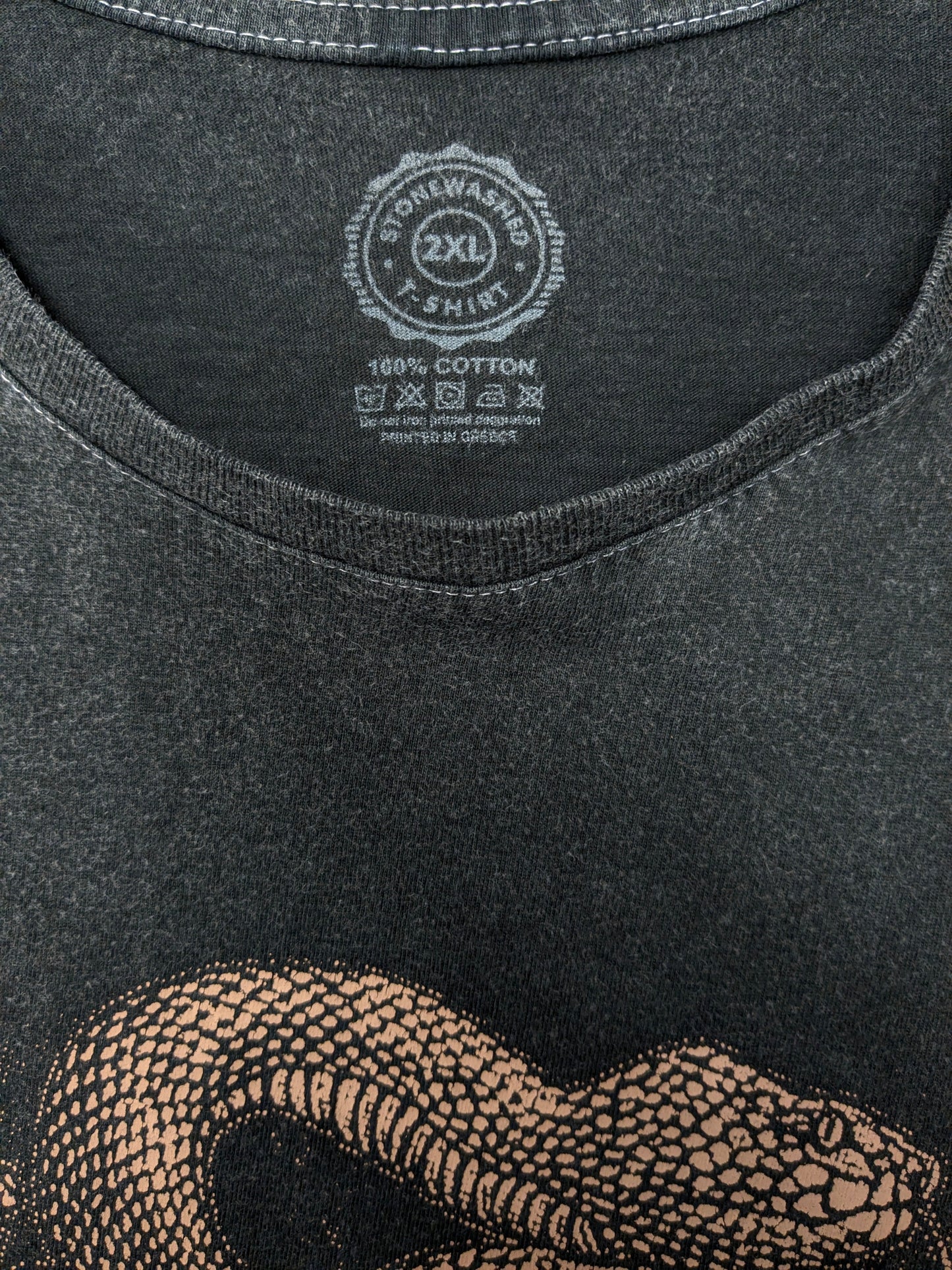 Stonewashed Medusa shirt. Gray mixed with print. Size XL.
