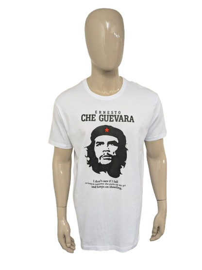 Maglia di Che Guevara. Bianco con stampa. Taglia 2XL/XXL.
