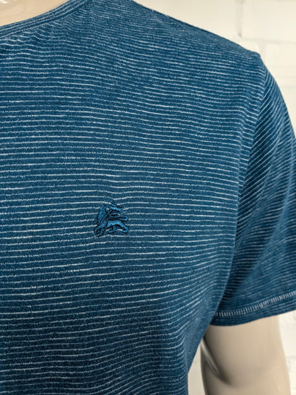 Lerros-Hemd mit Knöpfen. Weiß-blau gestreift. Größe XL.