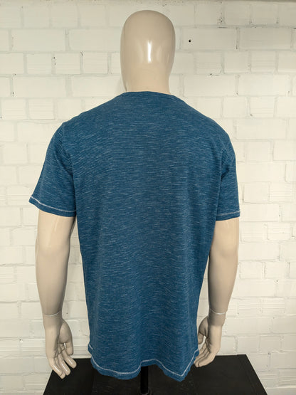 Lerros-Hemd mit Knöpfen. Weiß-blau gestreift. Größe XL.