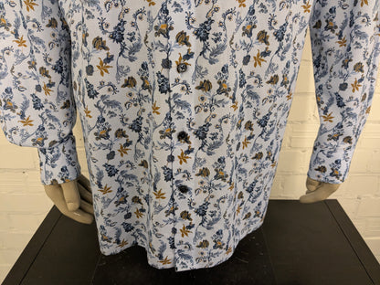 Chemise Olymp Louxor. Imprimé floral bleu marron. Taille XL. coupe moderne.