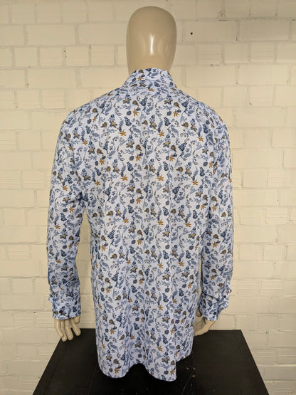 Chemise Olymp Louxor. Imprimé floral bleu marron. Taille XL. coupe moderne.