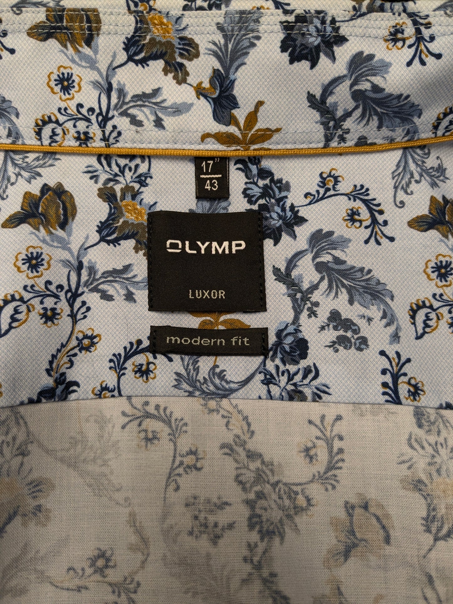 Chemise Olymp Louxor. Imprimé floral bleu marron. Taille XL. coupe moderne.