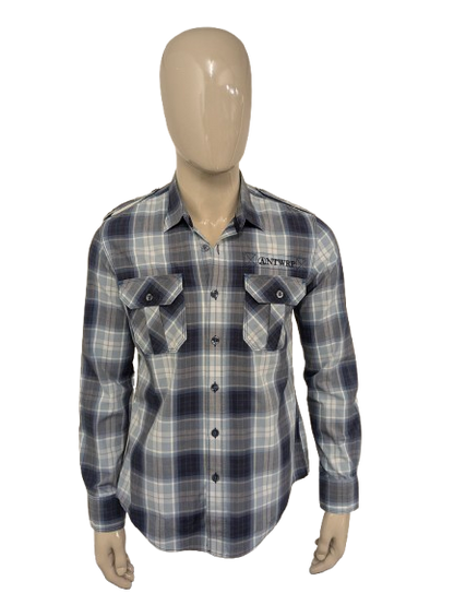 Antwrp overhemd. Blauw Grijs geruit. Maat L.