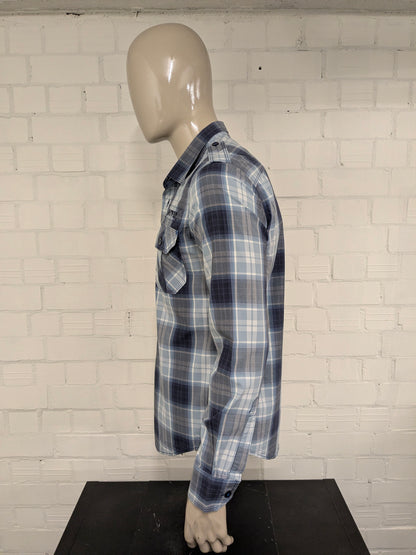 Antwrp overhemd. Blauw Grijs geruit. Maat L.