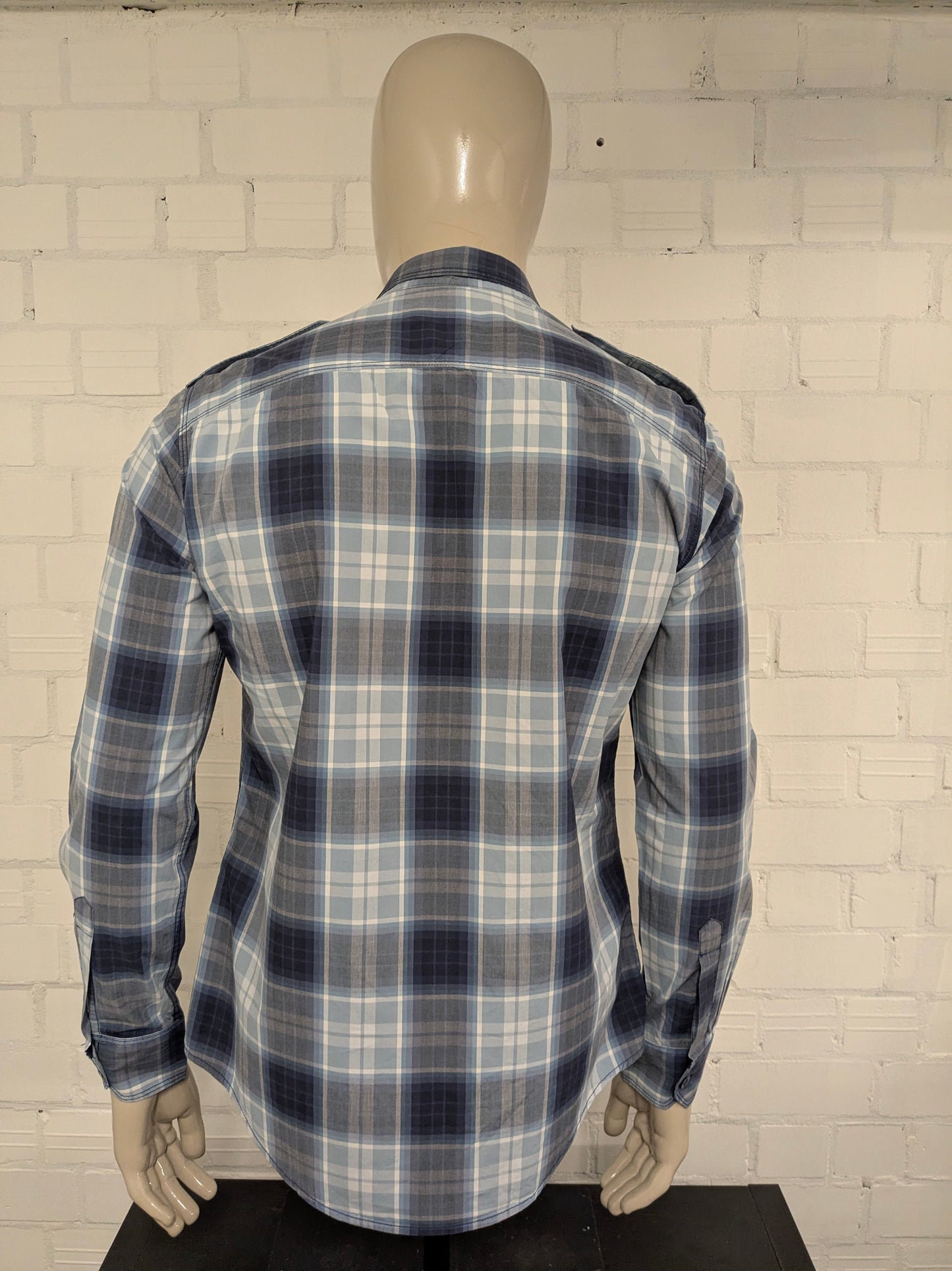 Antwrp overhemd. Blauw Grijs geruit. Maat L.